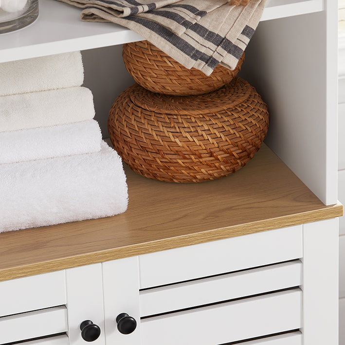 SoBuy | Armoire de salle de bain haute | Armoire de salle de bain blanche | Meubles de salle de bain | BZR44-W