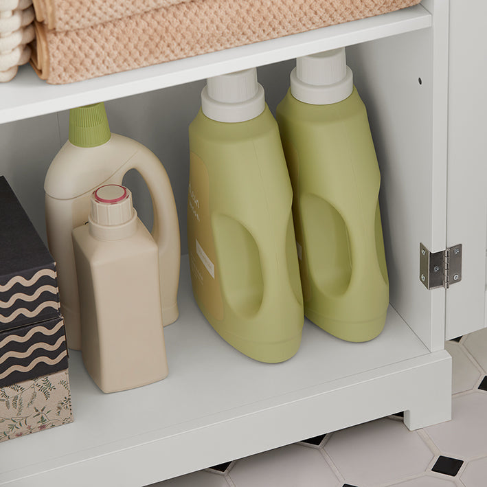 SoBuy | Armoire de salle de bain haute | Armoire de salle de bain blanche | Meubles de salle de bain | BZR44-W