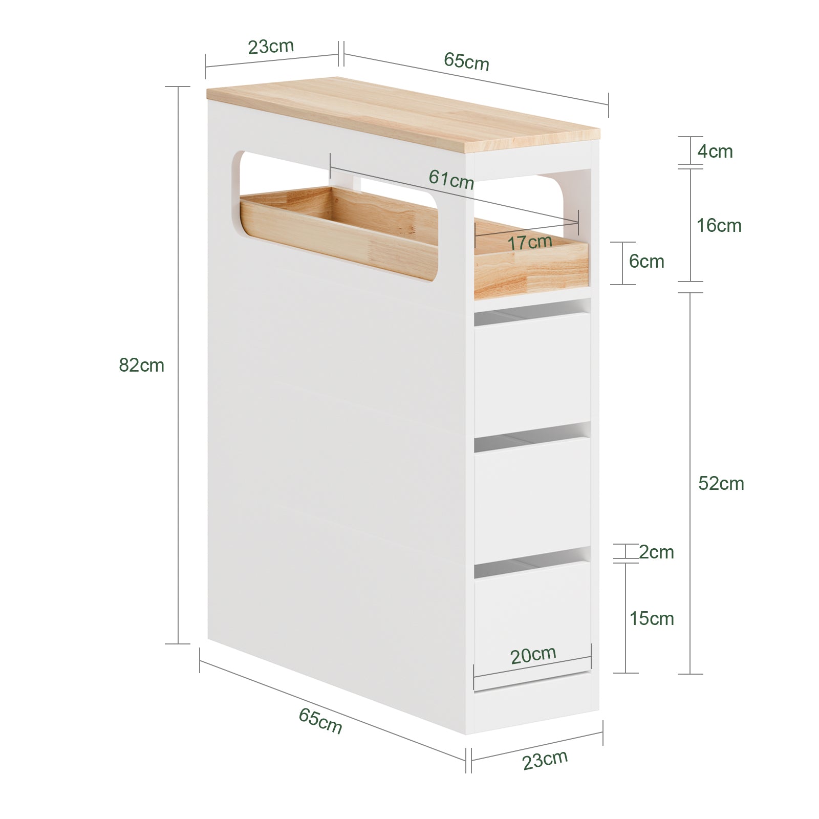 SoBuy Meuble Colonne de Rangement Salle de Bain Étroit avec 3 Tiroirs Blanc | BZR54-II-W