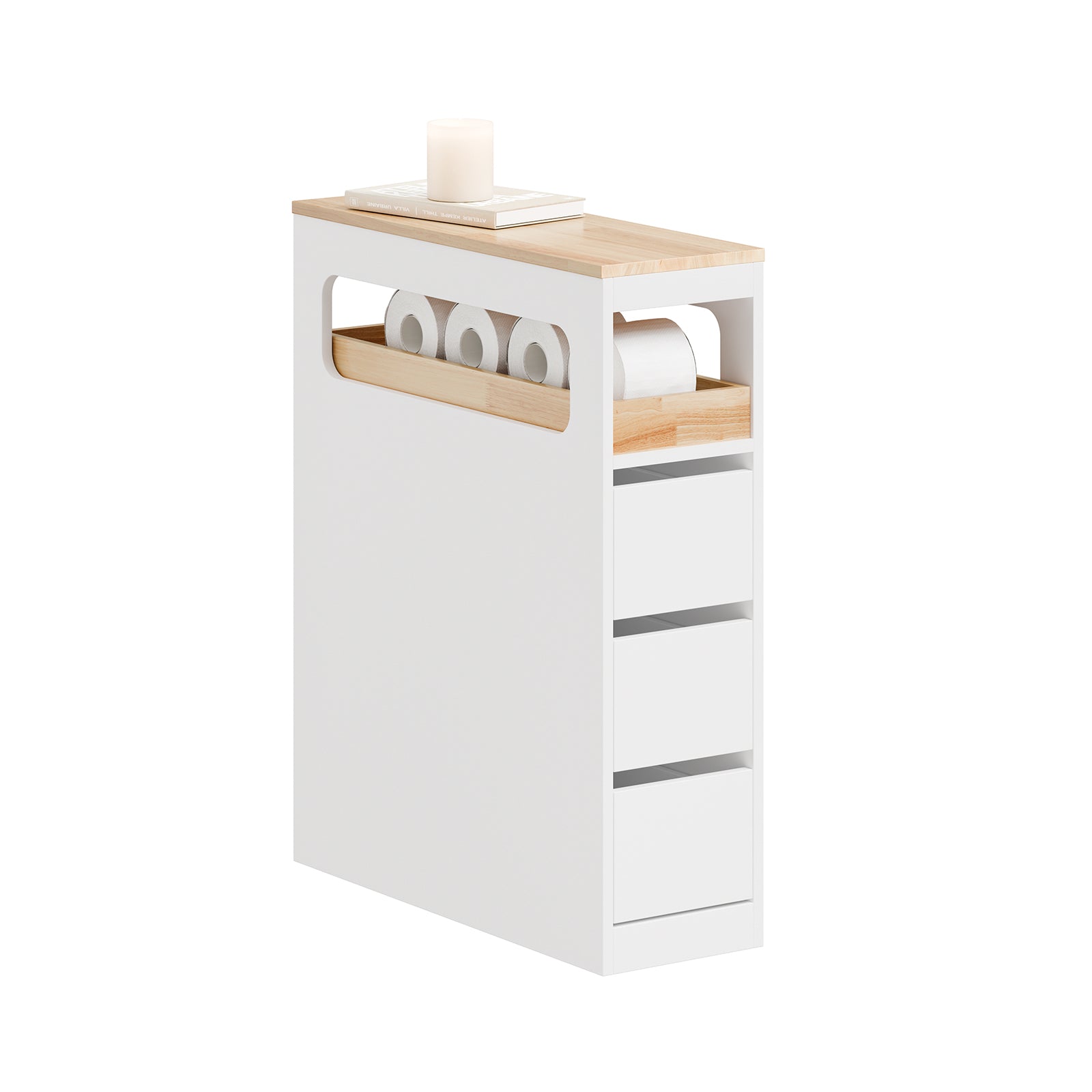 SoBuy Meuble Colonne de Rangement Salle de Bain Étroit avec 3 Tiroirs Blanc | BZR54-II-W