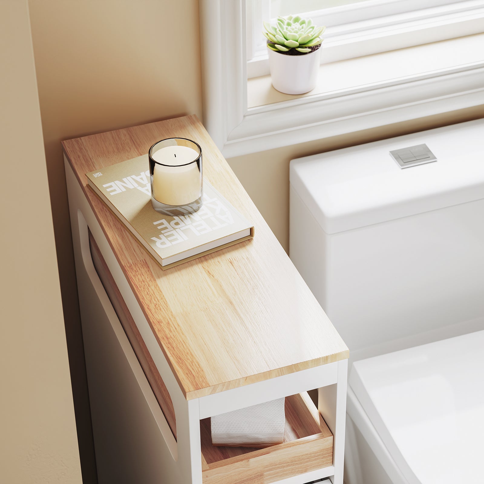 SoBuy Mobile Bagno Alto e Stretto con 3 Cassetti Bianco | BZR54-II-W