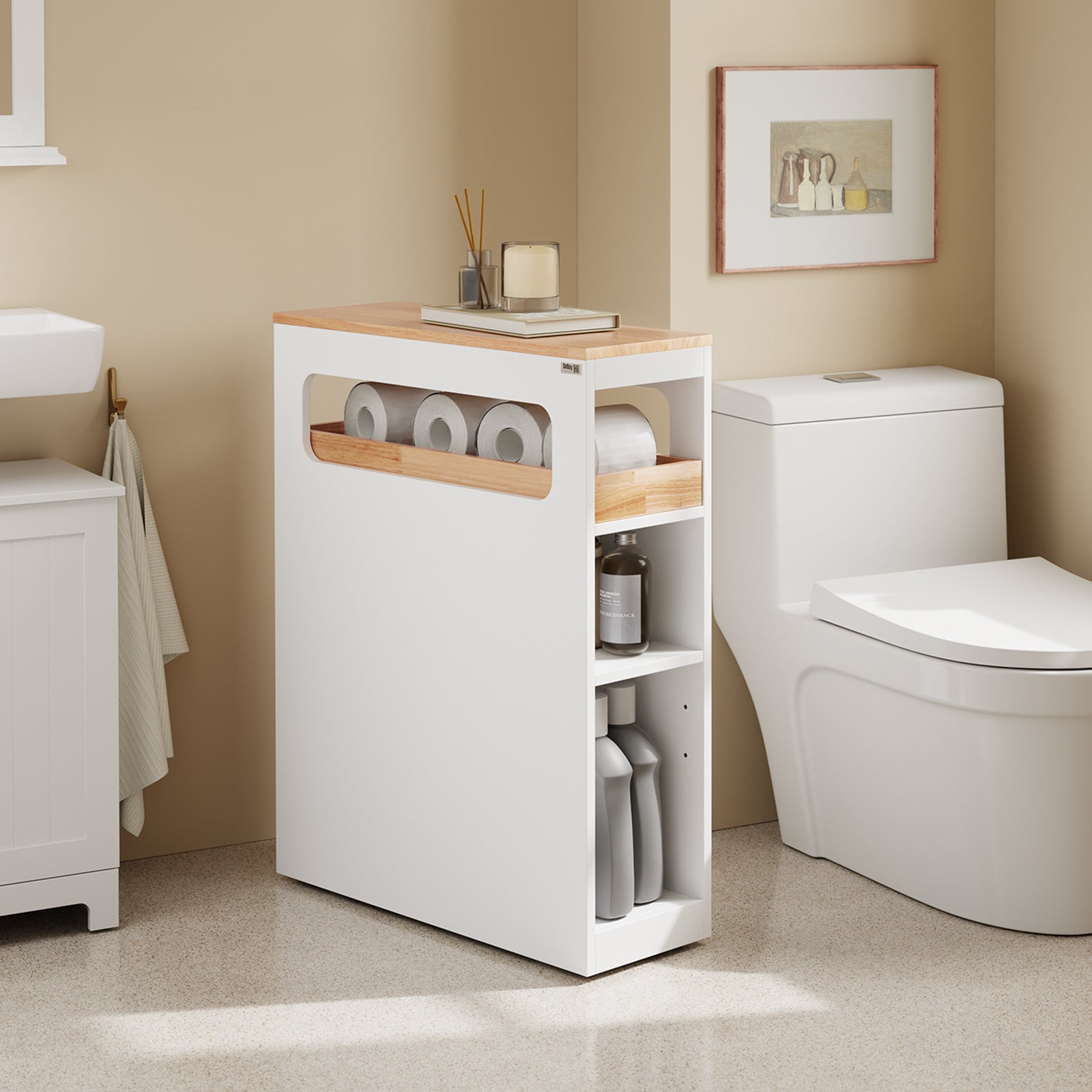 SoBuy | Étagère niche à 3 tiroirs | Étagère de cuisine étroite | Chariot niche | BZR54-II-WN