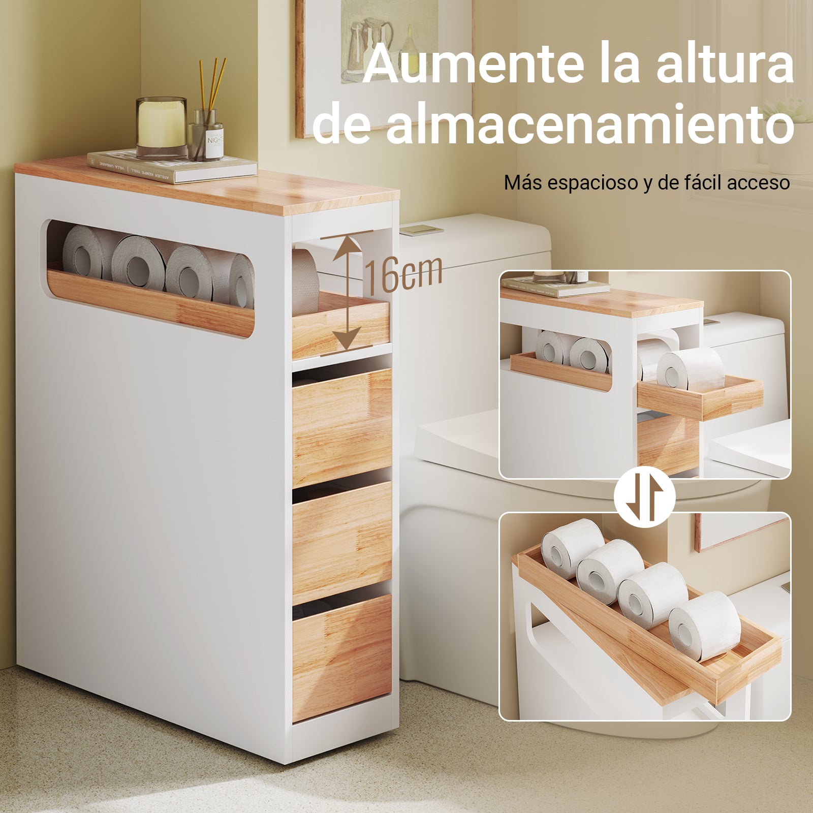 SoBuy | Étagère niche à 3 tiroirs | Étagère de cuisine étroite | Chariot niche | BZR54-II-WN