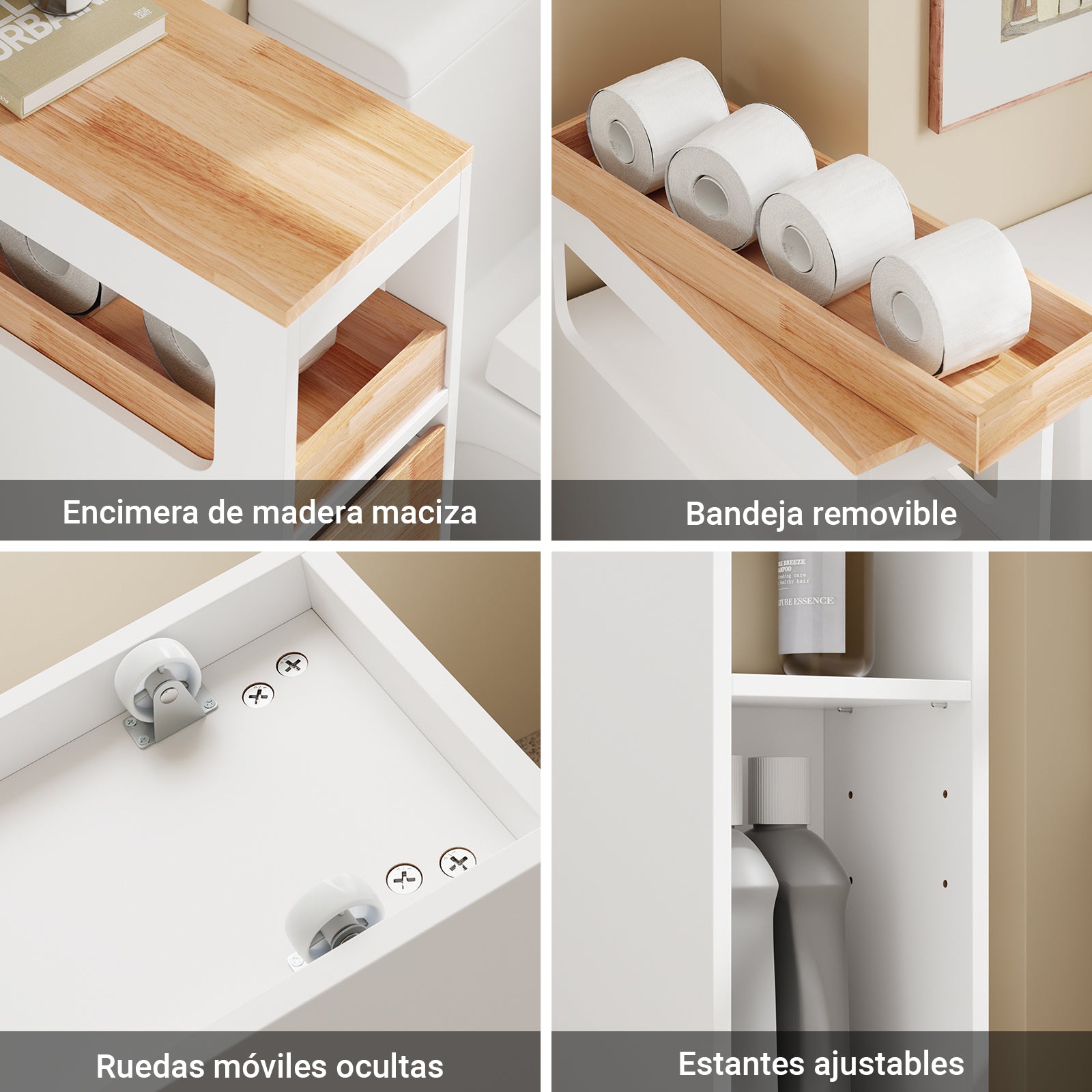 SoBuy | Étagère niche à 3 tiroirs | Étagère de cuisine étroite | Chariot niche | BZR54-II-WN