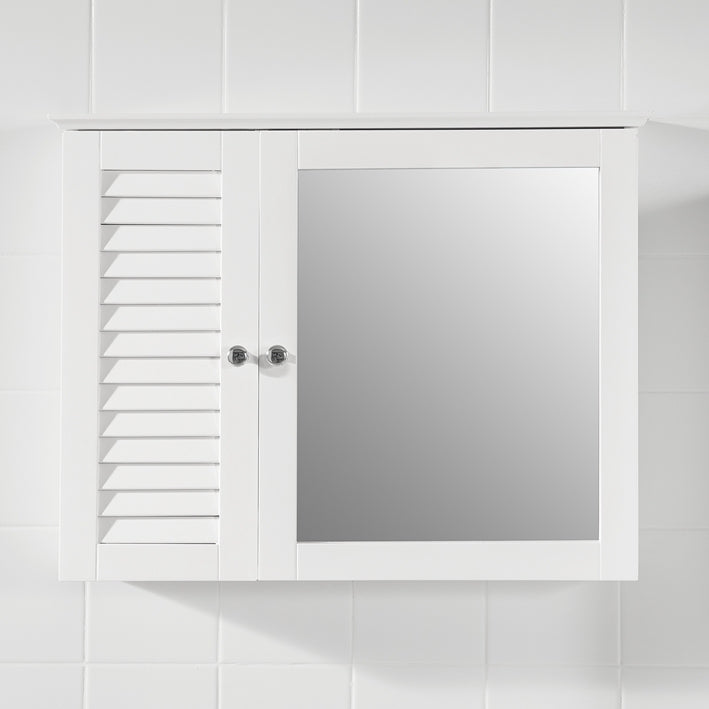 SoBuy | Armadietto con specchio | Armadietto a muro con anta a specchio | Mobiletto bagno bianco | BZR55-W