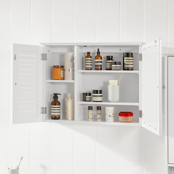 SoBuy | Armadietto con specchio | Armadietto a muro con anta a specchio | Mobiletto bagno bianco | BZR55-W