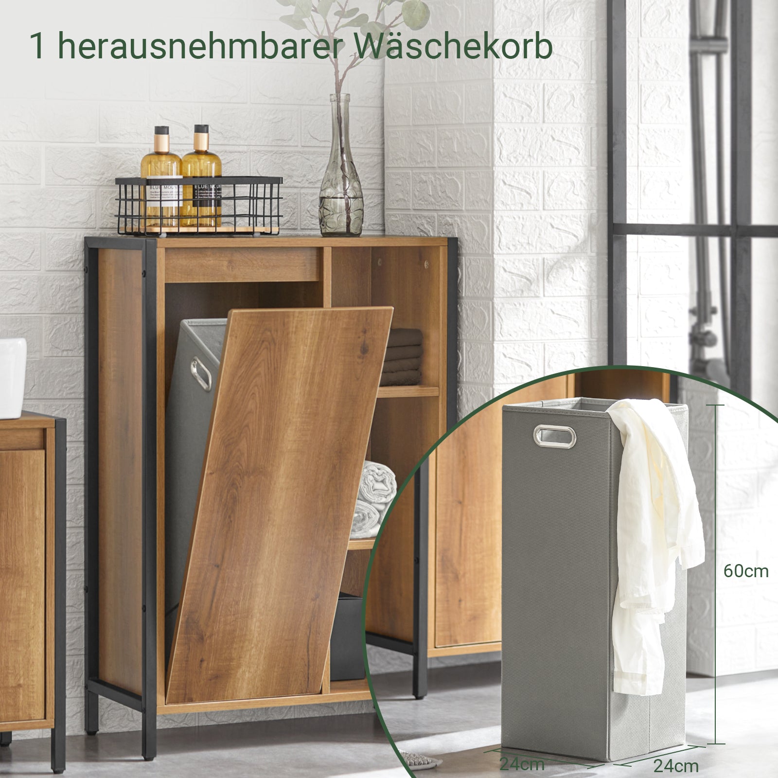 SoBuy | Wäscheschrank mit Wäschesäcken | Wäschesammler | Wäschekorb | BZR65-PF