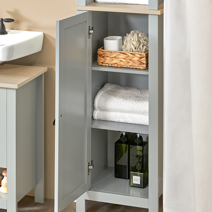 SoBuy | Mobile alto da bagno | Armadietto da bagno | Scaffale da bagno | Armadio da bagno | BZR68-HG