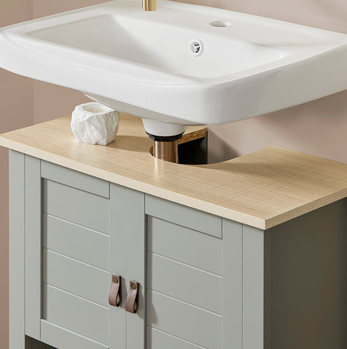 SoBuy | Meuble sous-lavabo | Meuble de salle de bain | Coiffeuse Gris Clair | BZR69-HG