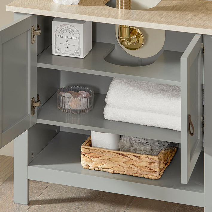 SoBuy | Meuble sous-lavabo | Meuble de salle de bain | Coiffeuse Gris Clair | BZR69-HG