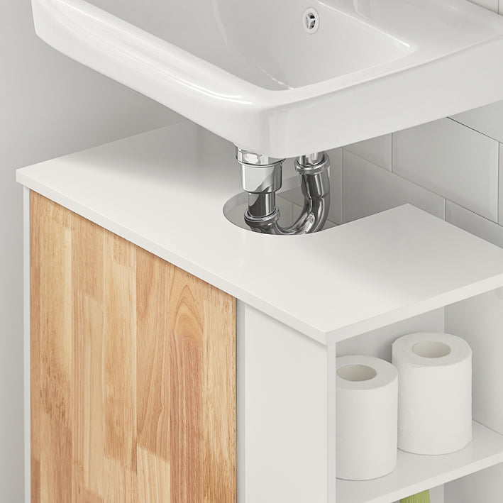 SoBuy | Waschbeckenunterschrank | Waschtisch | Badschrank Weiß-Natur | BZR75-W
