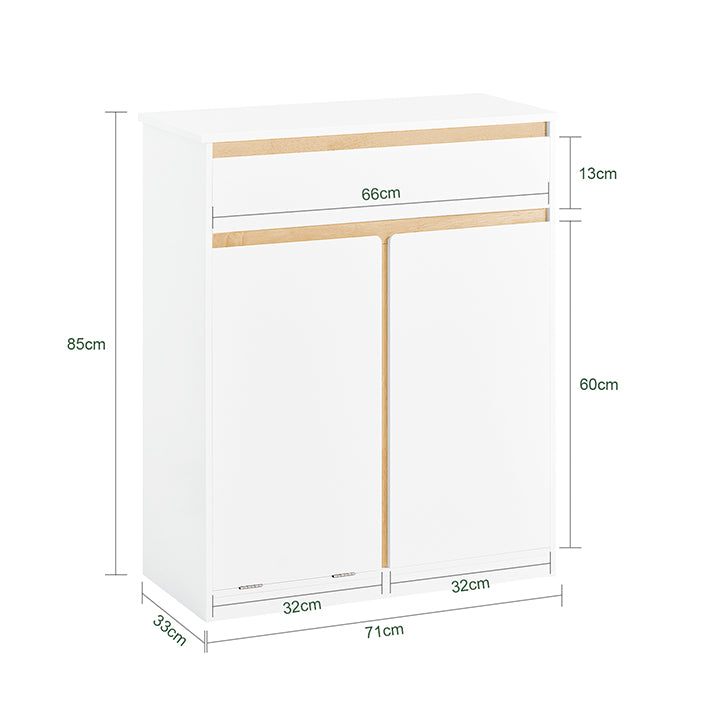 Prévente | SoBuy | Armoire à linge avec sac à linge | Panier à linge | Meuble de salle de bain | Blanc | BZR79-W