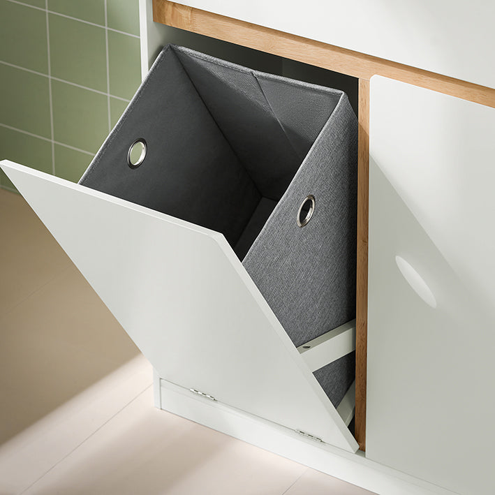 SoBuy | Mobile lavanderia con cesto portabiancheria | Portabiancheria | Mobile da bagno | Bianco | BZR79-W