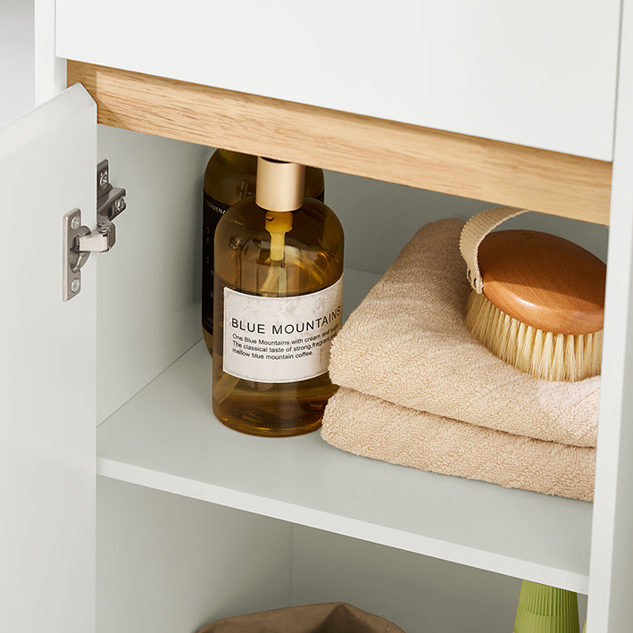 SoBuy | Armoire de salle de bain haute | Meuble de salle de bain à 2 portes | Étagère de salle de bain | Meuble de salle de bain | Blanc | BZR80-W