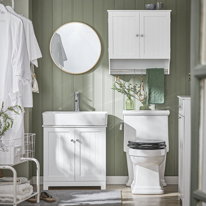SoBuy | Pensile con ante | Mobiletto bagno | Armadietto dei medicinali | Armadietto a muro | Bianco | BZR84-W