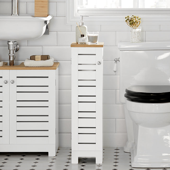 SoBuy | Porte-rouleau de papier toilette | Étagère de salle de bain | Meuble de salle de bain | BZR85-W