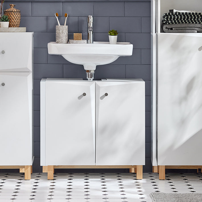 SoBuy | Mobile sottolavabo | Mobile bagno | Lavabo | Sottolavabo bianco | BZR92-W
