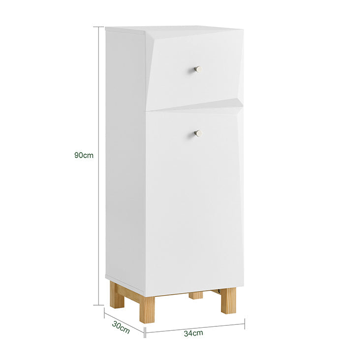SoBuy | Armadio portabiancheria con cesto | Contenitore per biancheria | Cesto portabiancheria bianco | BZR93-W