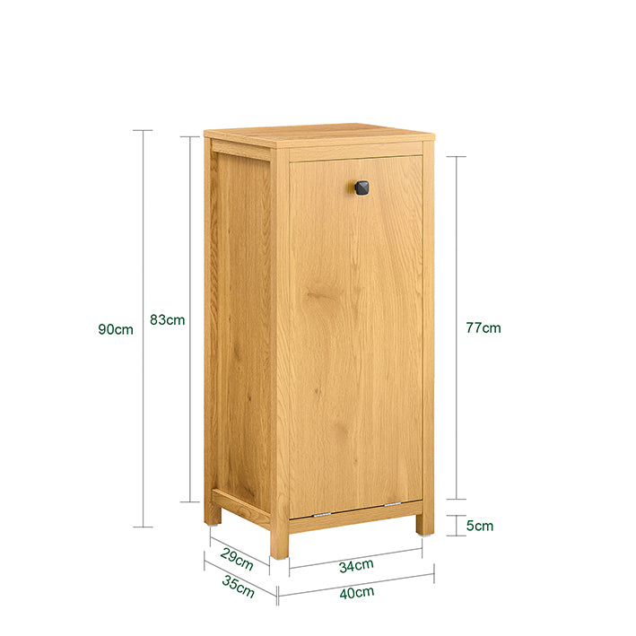 SoBuy | Armoire à linge avec panier à linge | Panier à linge | Meuble de salle de bain | Sac à linge | Naturel foncé | BZR96-SN