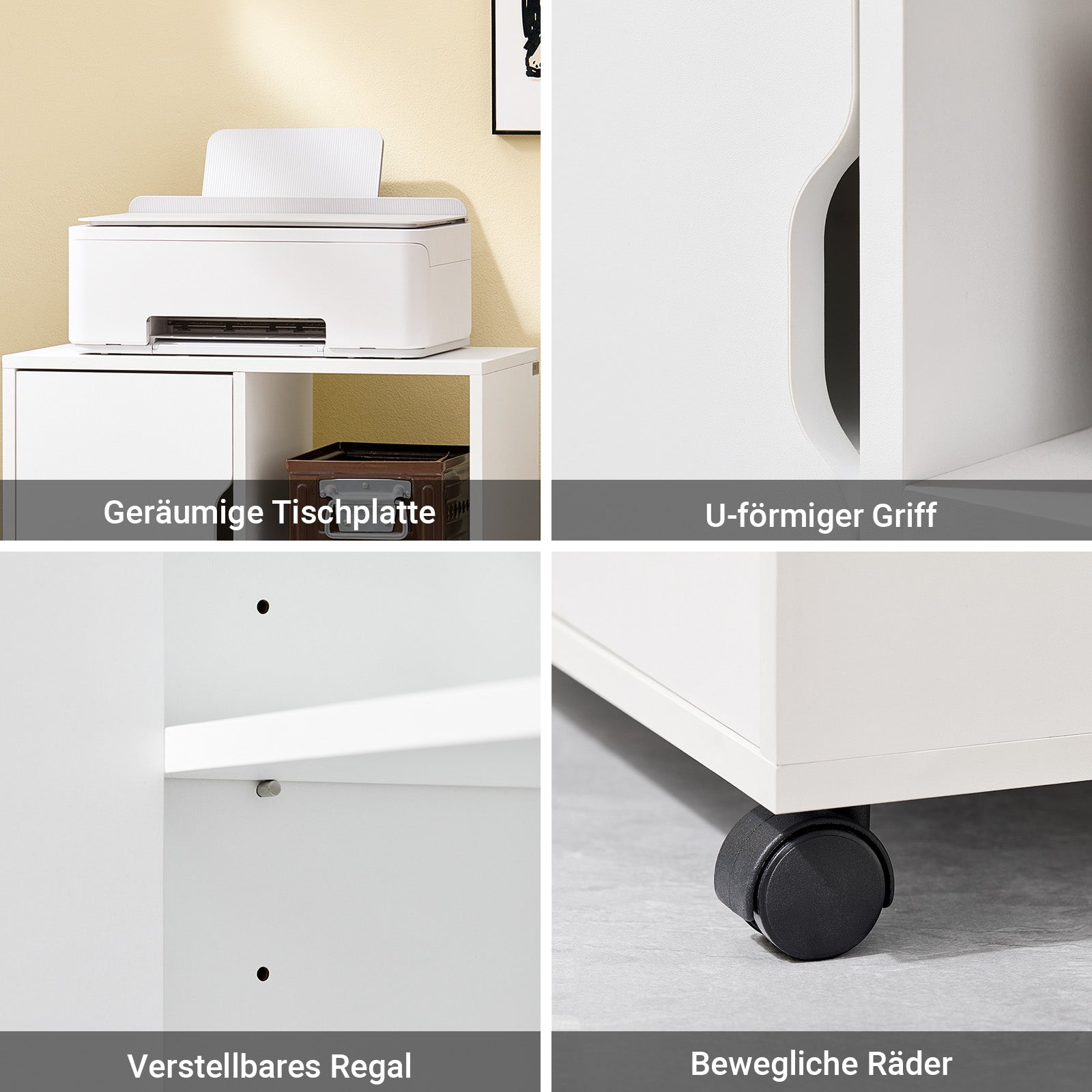 SoBuy | Druckertisch mit Schublade | Beistelltisch | Couchtisch Weiß | FBT105-W