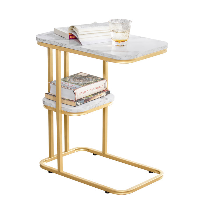 SoBuy | Tavolino | Tavolino da letto con struttura in metallo dorato | Tavolino da divano | FBT110-G