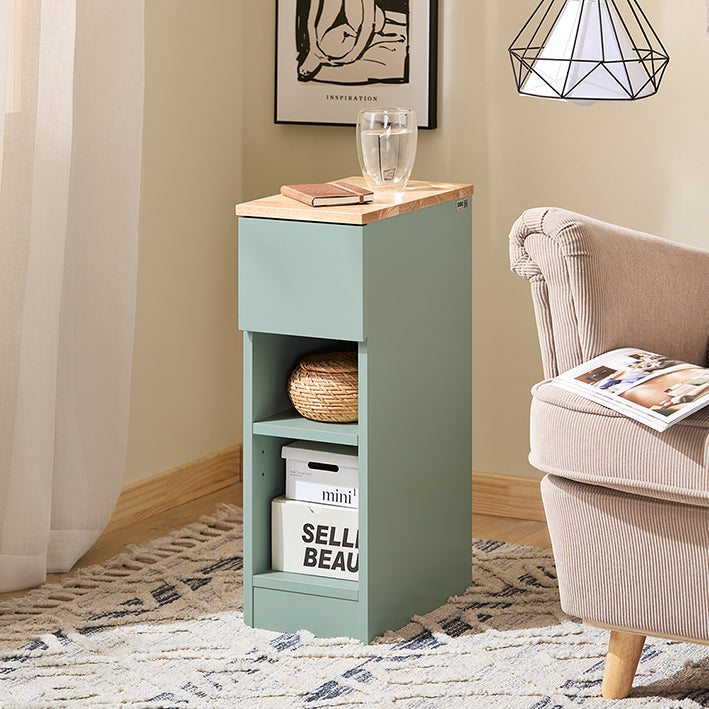 SoBuy | Comodino stretto | Tavolino con cassetto | Verde | 20x61x35cm | FBT111-GR