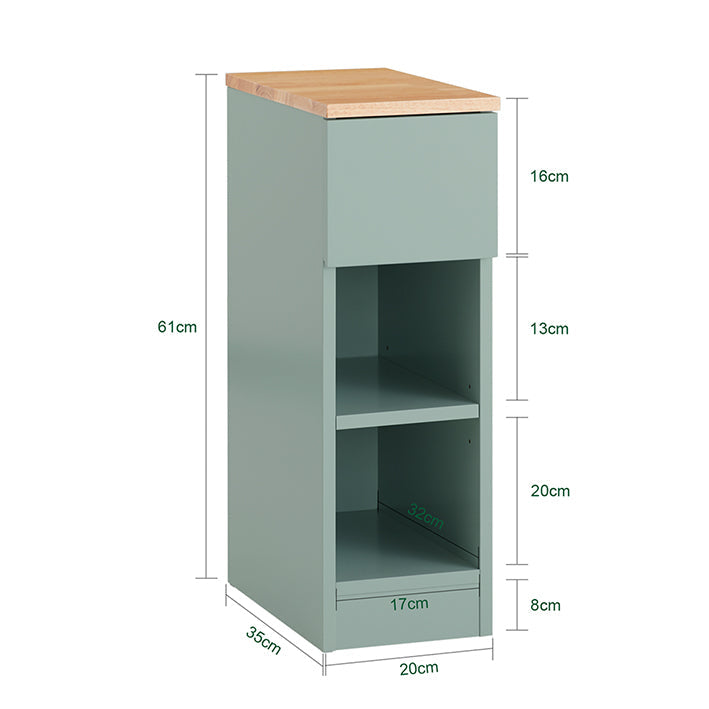SoBuy | Comodino stretto | Tavolino con cassetto | Verde | 20x61x35cm | FBT111-GR