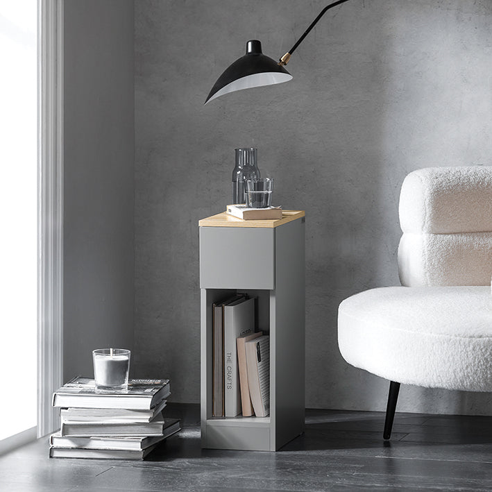 SoBuy Nachttisch schmal | mit Schublade | Hellgrau 20x60x35cm | FBT111-HG