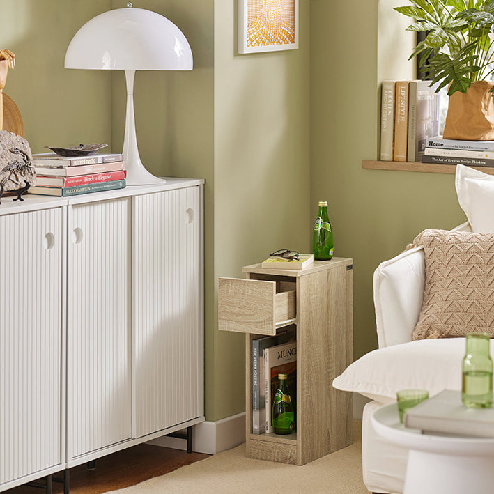 Précommande | Table de chevet étroite SoBuy | avec tiroir, finition naturelle | 20 x 60 x 35 cm | FBT111-N