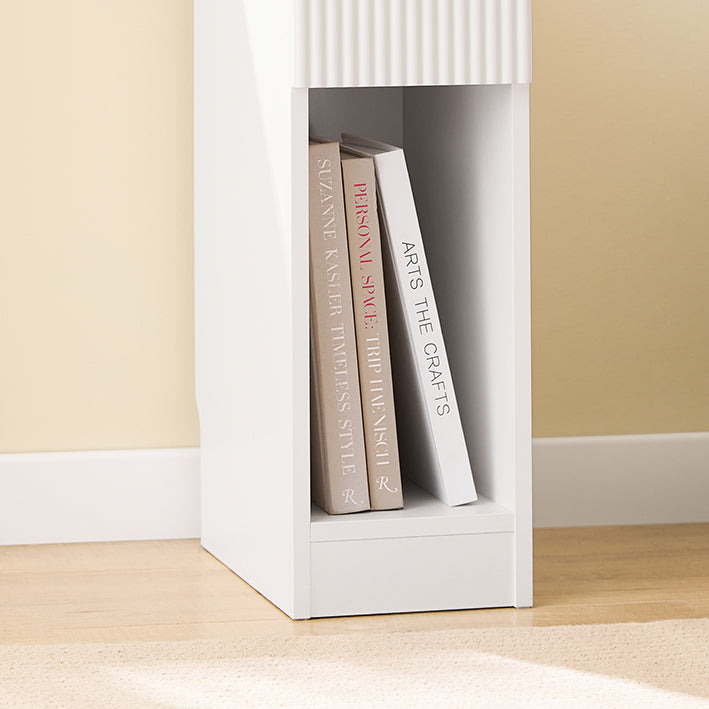 SoBuy | Comodino stretto | con cassetto con design a onde | Bianco | 20x60x35cm | FBT111-W
