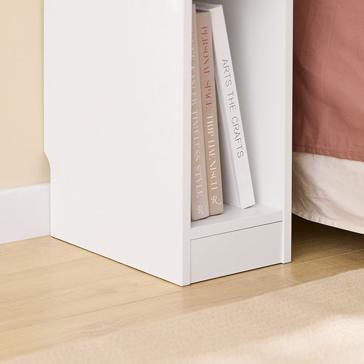 SoBuy | Comodino stretto | con cassetto con design a onde | Bianco | 20x60x35cm | FBT111-W