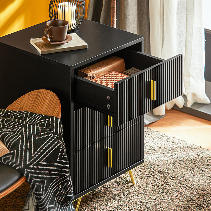 SoBuy | Comodino con 3 cassetti | Tavolino da divano | Tavolino laterale | Nero | FBT115-L-SCH