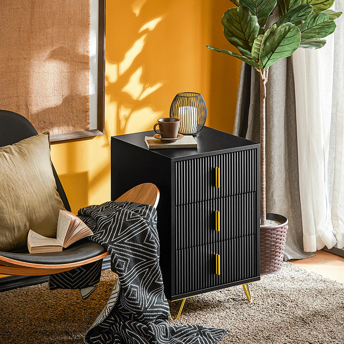 SoBuy | Comodino con 3 cassetti | Tavolino da divano | Tavolino laterale | Nero | FBT115-L-SCH
