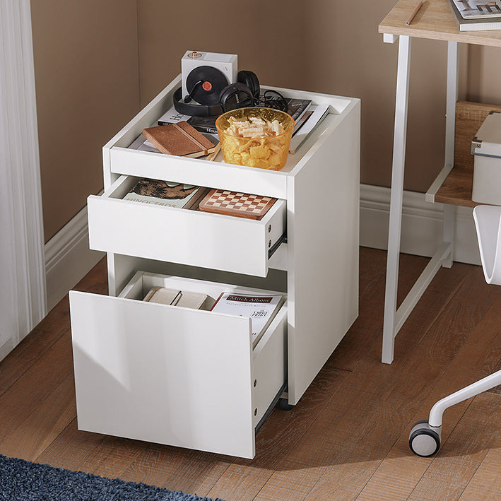 SoBuy | Contenitore con ruote | Carrello da ufficio | Tavolino da caffè con ruote | Tavolino per stampante | Bianco | FBT121-W