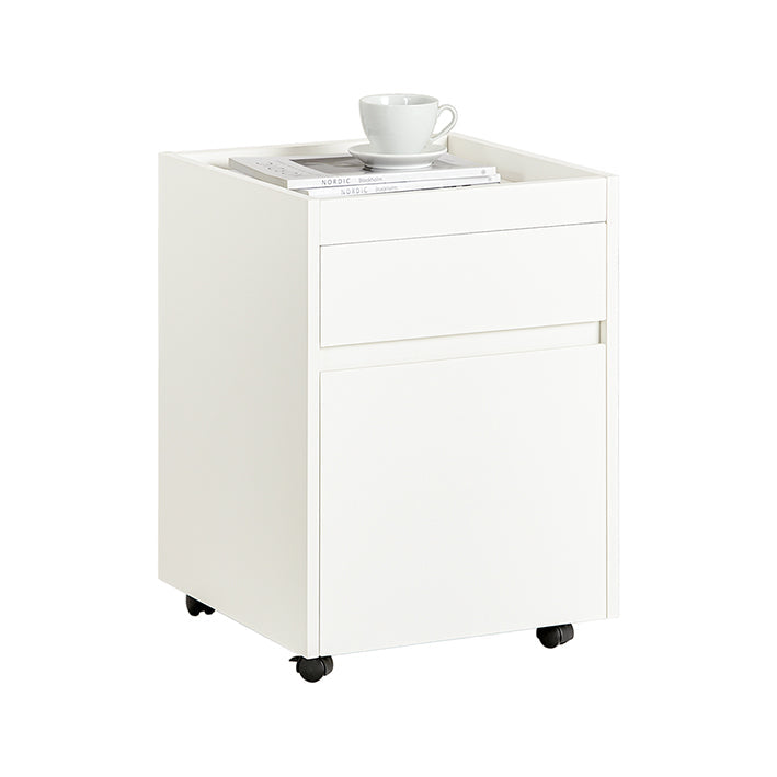 SoBuy | Contenitore con ruote | Carrello da ufficio | Tavolino da caffè con ruote | Tavolino per stampante | Bianco | FBT121-W