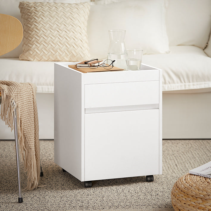 SoBuy | Contenitore con ruote | Carrello da ufficio | Tavolino da caffè con ruote | Tavolino per stampante | Bianco | FBT121-W