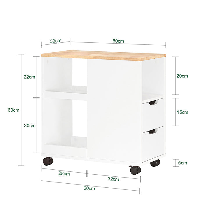 SoBuy | Tavolino Portastampante con Ruote | Carrello Portadocumenti | Carrello da Ufficio | Bianco-Naturale | FBT130-WN