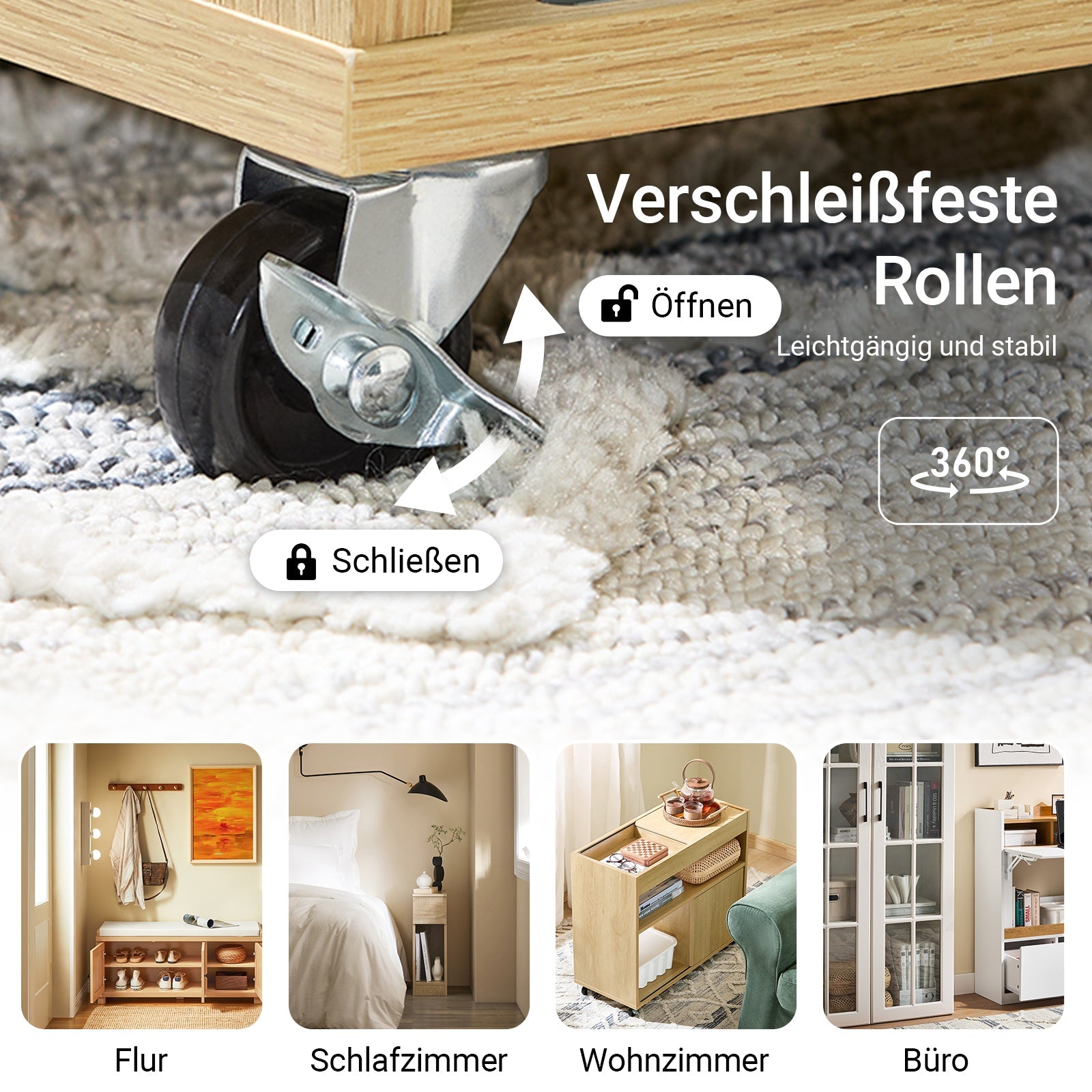 SoBuy | Tavolino con Ruote | Comodino | Tavolino da Divano | Tavolino da Tè | Naturale | FBT152-N