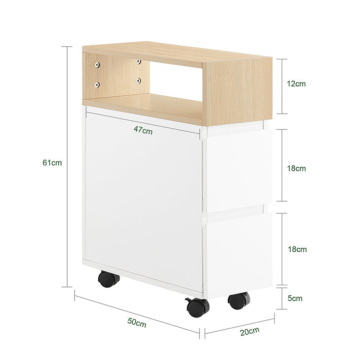 SoBuy | Comodino | Carrello da Bagno | Scaffale per Nicchia | Letto Boxspring | Tavolino Stretto | FBT155-WN