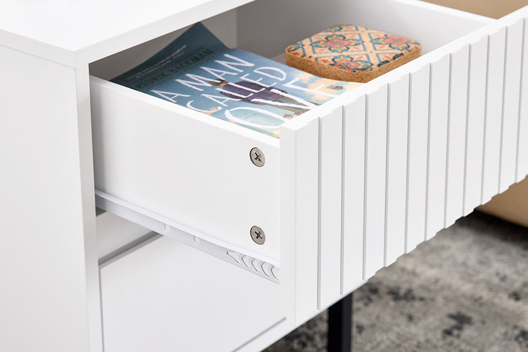 SoBuy | Table de chevet à 2 tiroirs | Table d'appoint | Table console | Table de téléphone | Blanche | FBT157-W