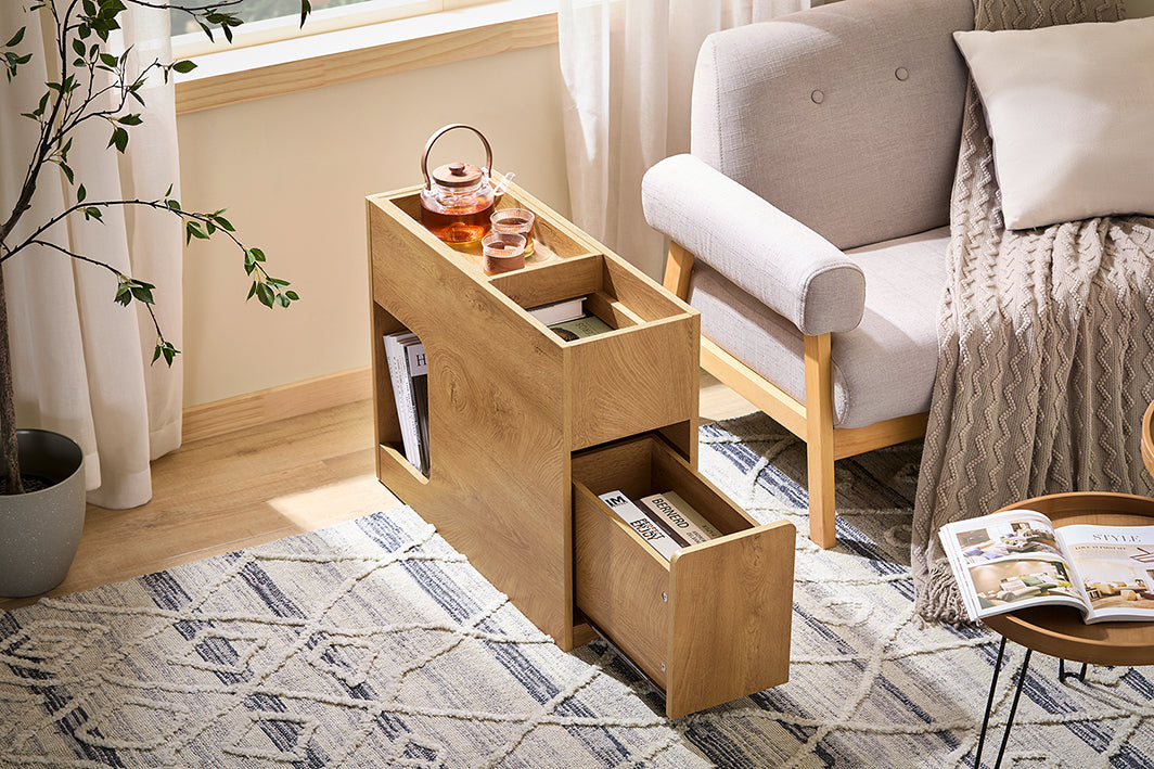 SoBuy | Nachttisch | Beistelltisch | Sofatisch | Schrank für Büro Natur | FBT158-N