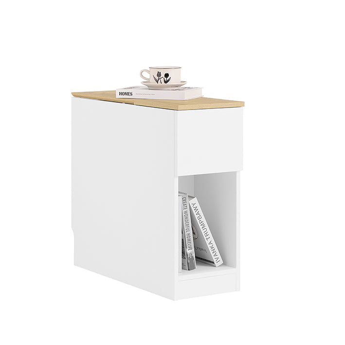 SoBuy | Comodino Tavolino da salotto Tavolino da tè | Bianco-Naturale | 25x60x65cm | FBT162-WN