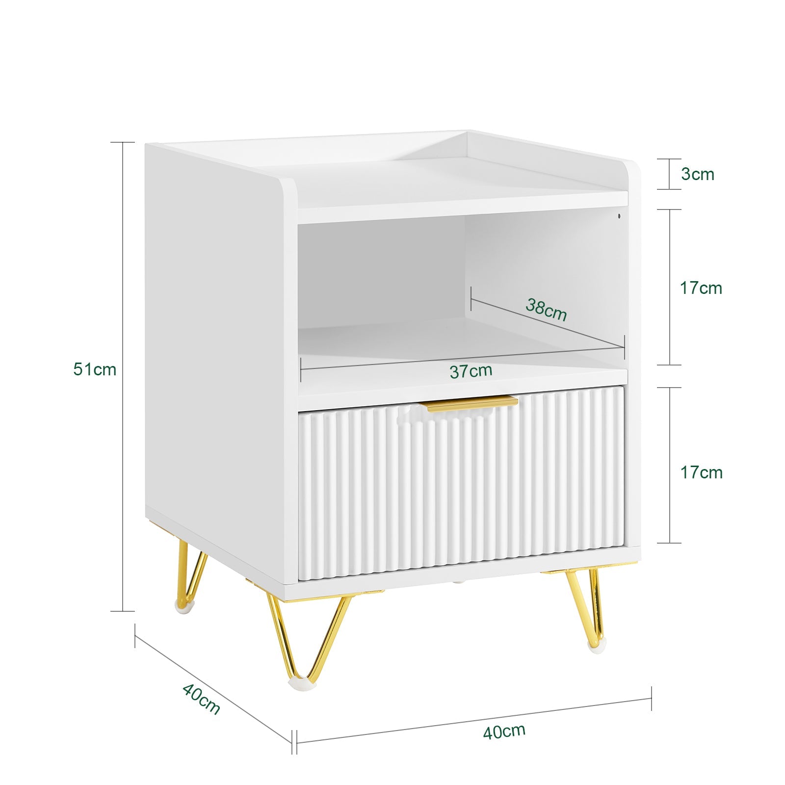 SoBuy | Table de chevet avec 1 tiroir et compartiment de rangement | Table d'appoint pour canapé | Table d'appoint | Blanc | L40 x P40 x H51 cm | FBT169-W