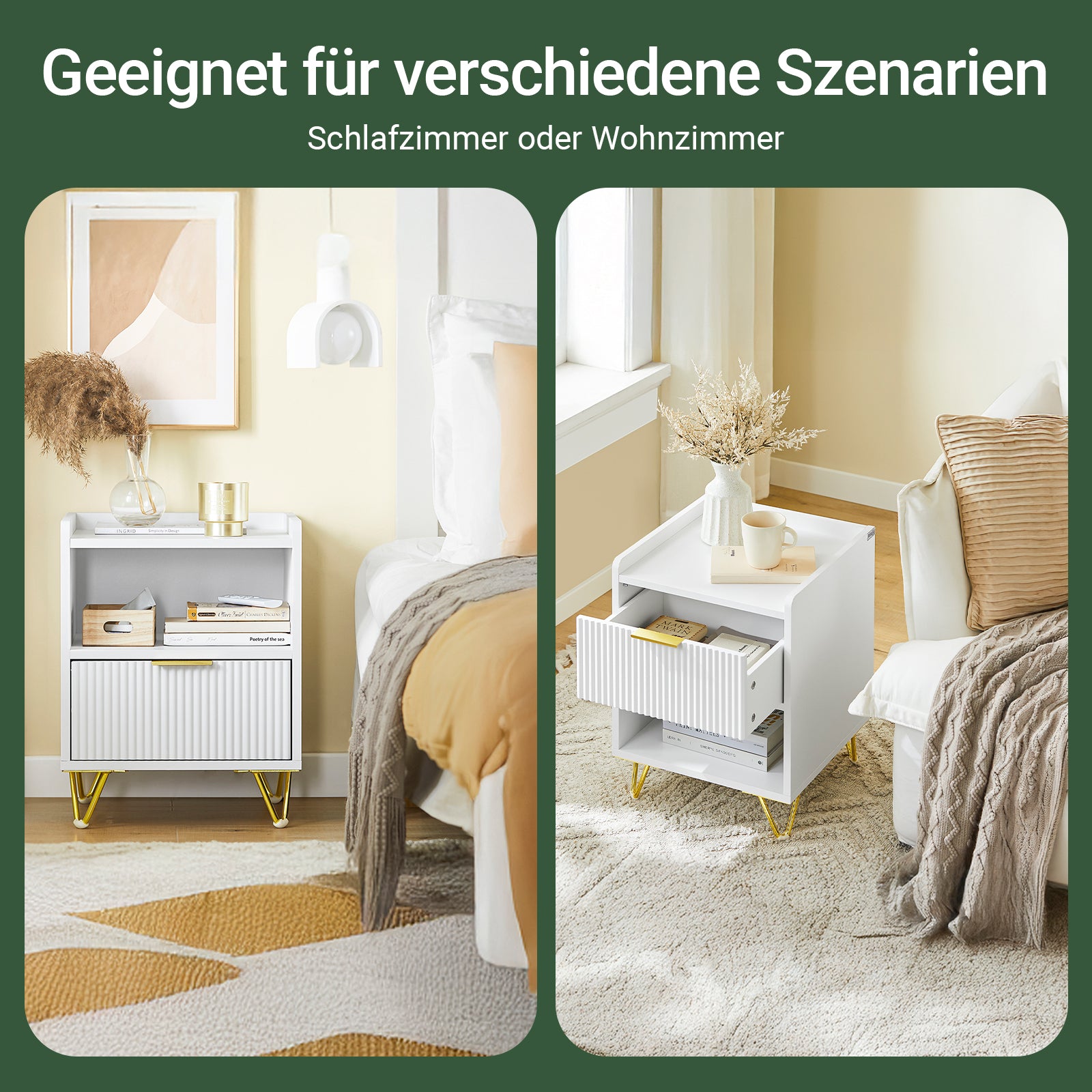 SoBuy | Table de chevet avec 1 tiroir et compartiment de rangement | Table d'appoint | Blanc | L 40 x P 40 x H 51 cm | FBT169-W