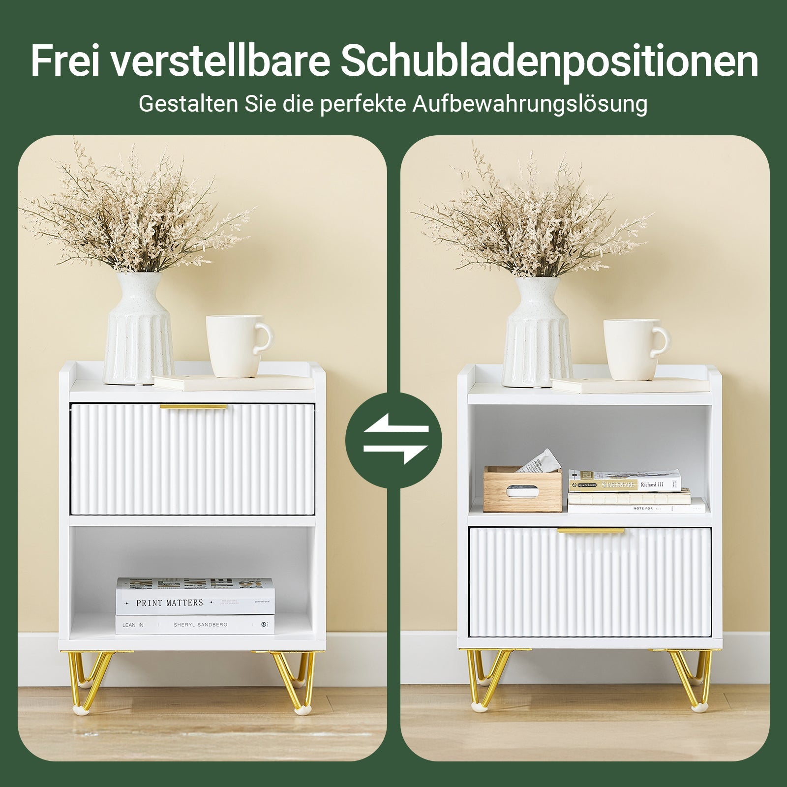 SoBuy | Table de chevet avec 1 tiroir et compartiment de rangement | Table d'appoint pour canapé | Table d'appoint | Blanc | L40 x P40 x H51 cm | FBT169-W