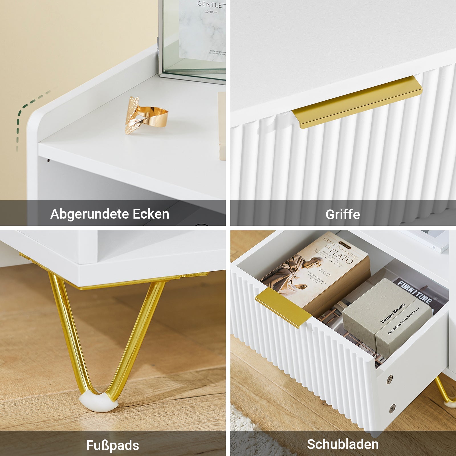 SoBuy | Table de chevet avec 1 tiroir et compartiment de rangement | Table d'appoint pour canapé | Table d'appoint | Blanc | L40 x P40 x H51 cm | FBT169-W