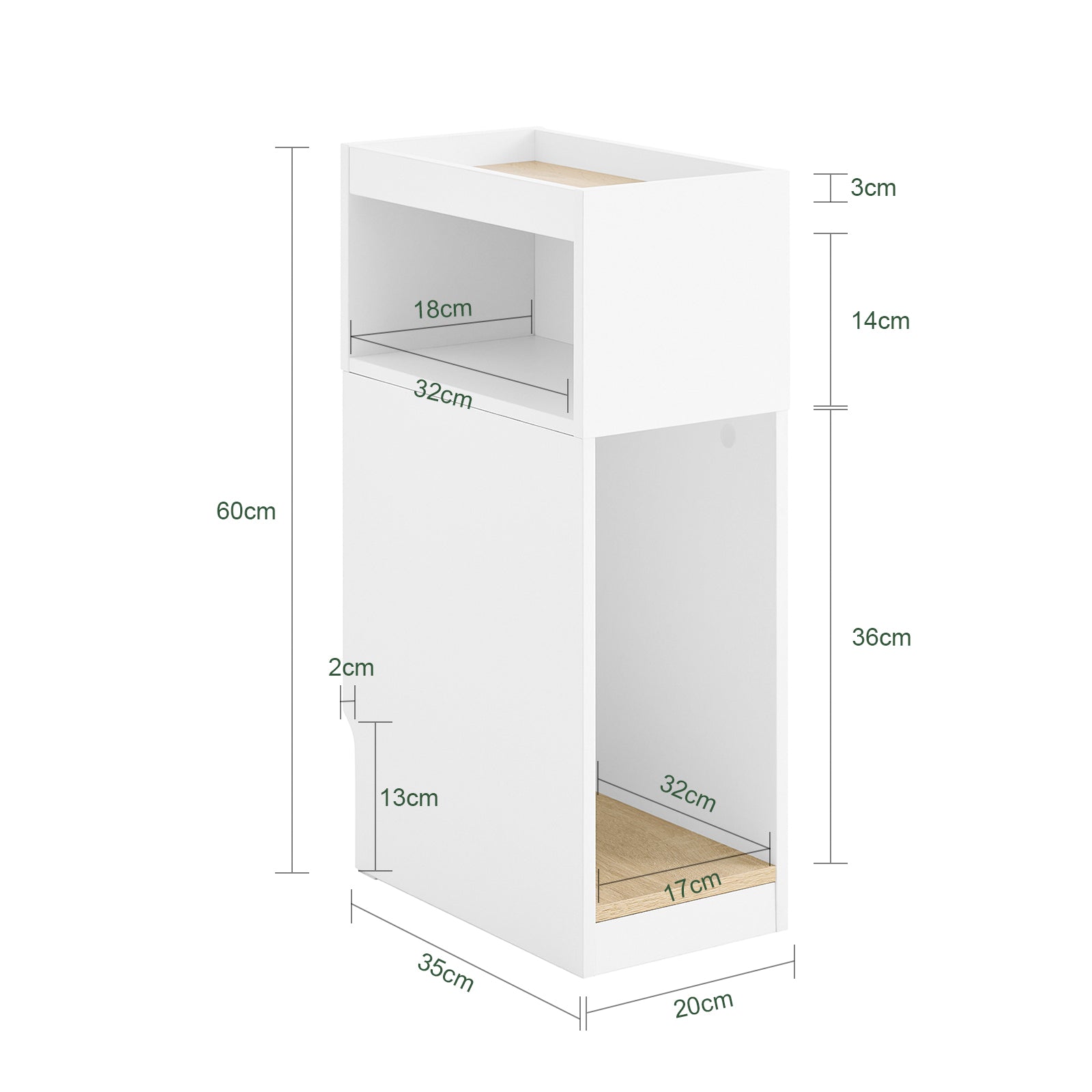 Vorverkauf | SoBuy | Schmaler Nachttisch | mit Schublade und Ablage | Weiß-Natur | FBT171-WN