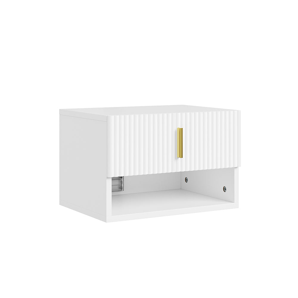 SoBuy Nachttisch hängend mit Sensorlicht und 1 Schublade Weiß FBT176-E-W