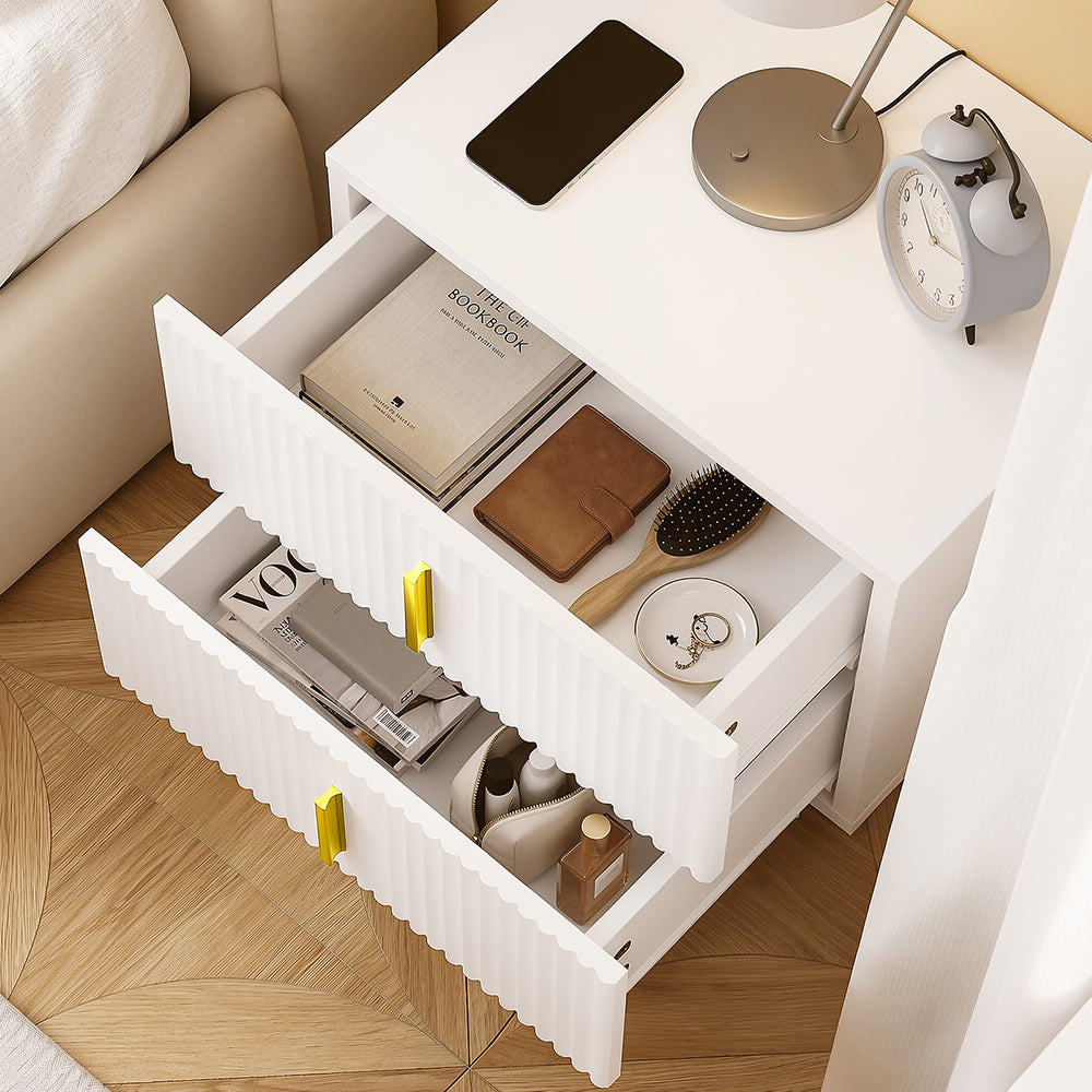 SoBuy Nachttisch hängend mit Sensorlicht und Schublade Weiß FBT177-E-W