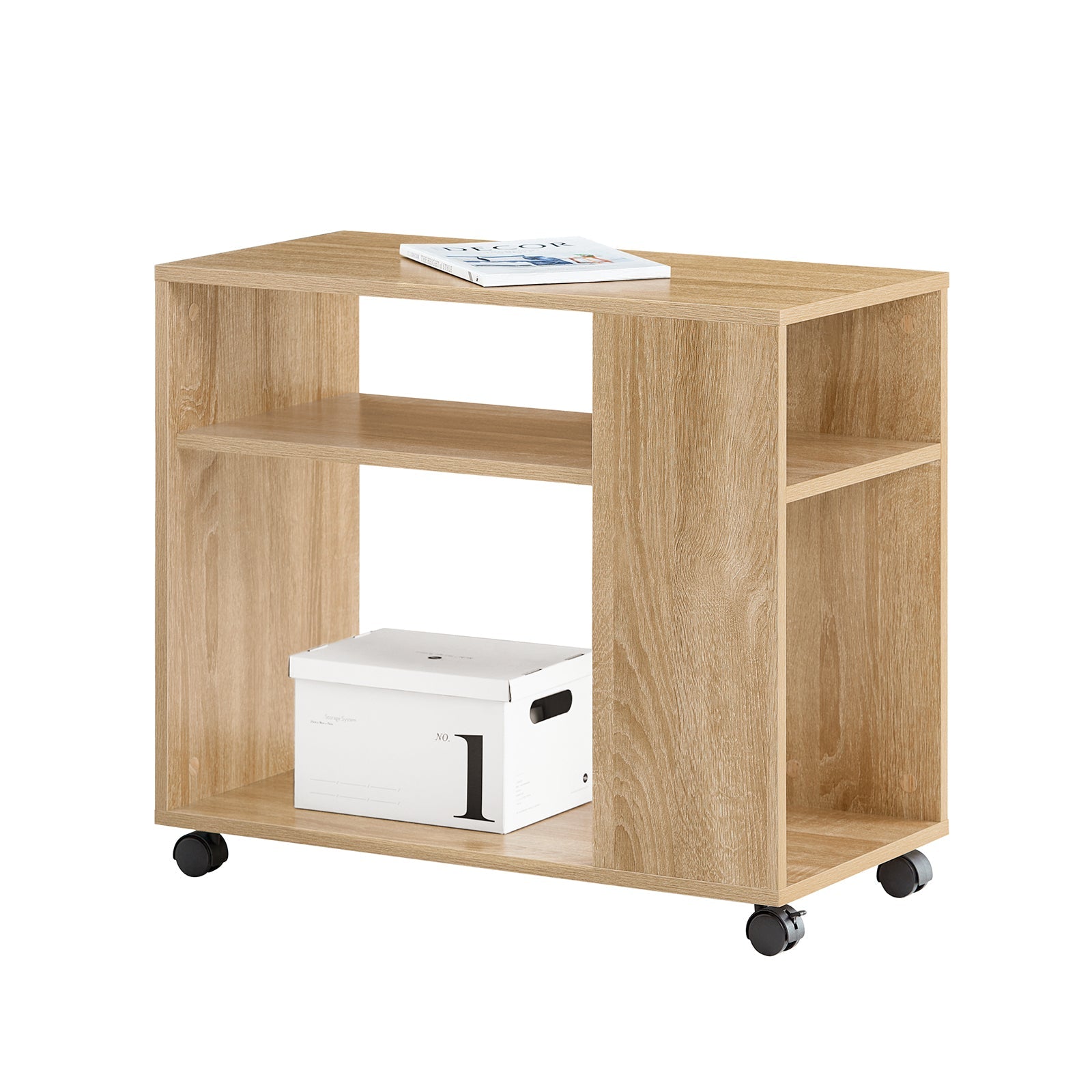 SoBuy | Tavolino con ruote | Tavolino porta stampante | Tavolino da caffè in legno | FBT34-N